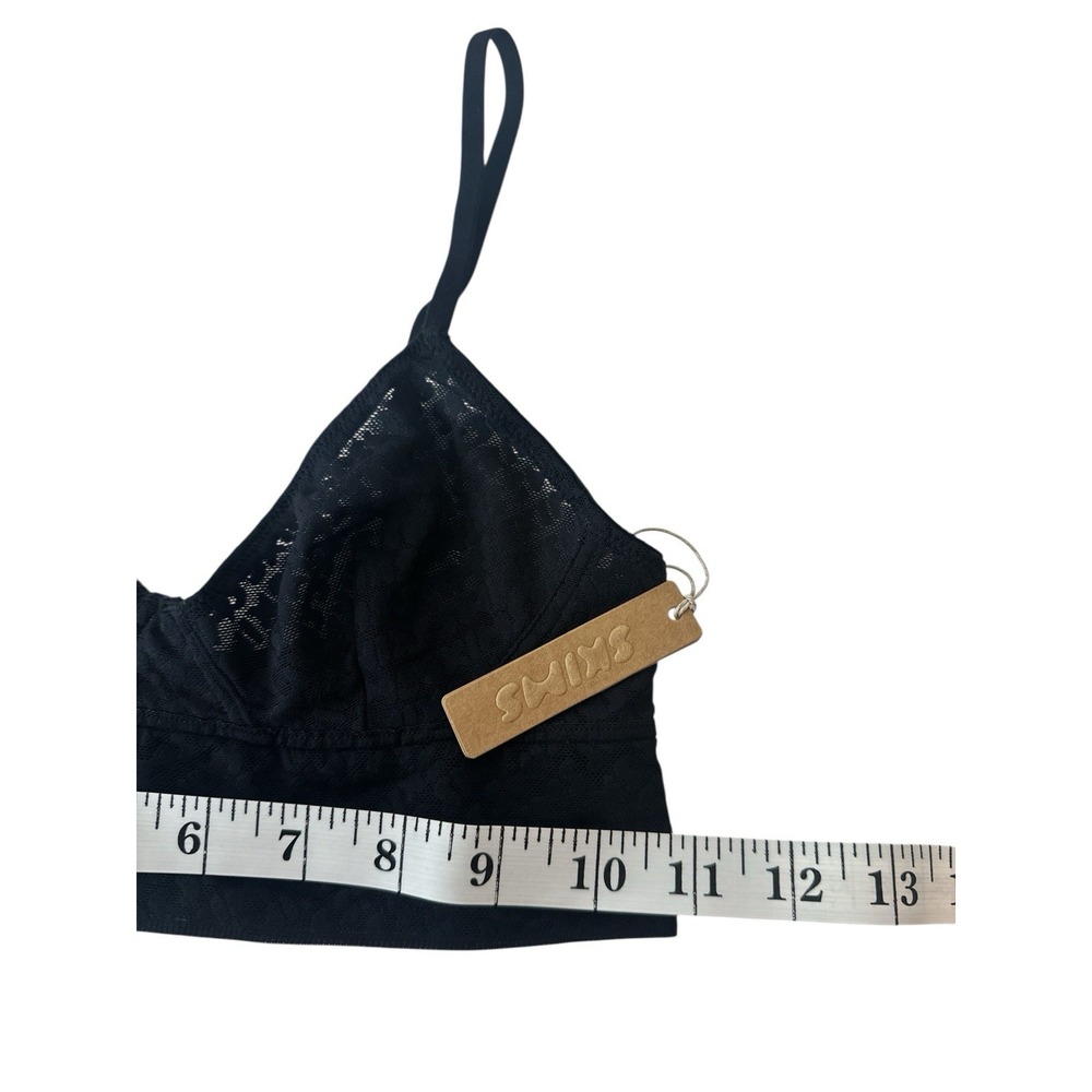SKIMS Logo Mesh Triangle Bralette Womens XS Black Romantic Sexy Gothic Onyx New - Picture 7 of 7